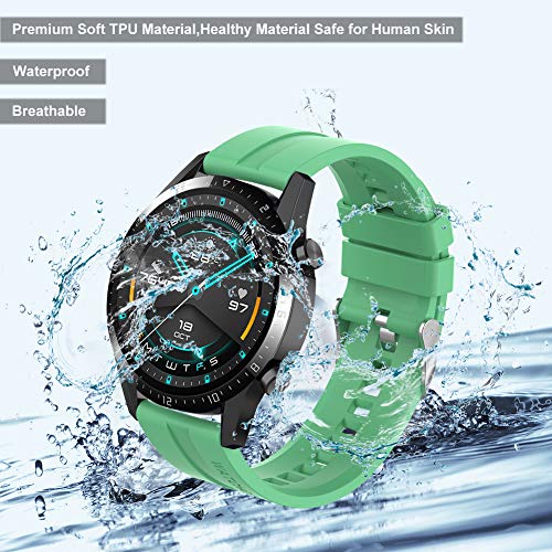 Find-MyWay Conpatible para Huawei Watch GT 2 (46mm)/Watch GT/Watch GT 2e/Watch GT2 Pro Correa para Mujer Hombre,22mm Silicona Deportiva Pulsera de Repuesto Banda Accesorios, Verde