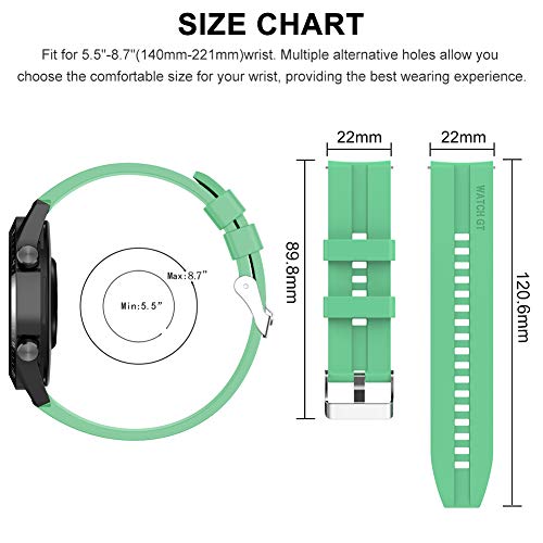 Find-MyWay Conpatible para Huawei Watch GT 2 (46mm)/Watch GT/Watch GT 2e/Watch GT2 Pro Correa para Mujer Hombre,22mm Silicona Deportiva Pulsera de Repuesto Banda Accesorios, Verde