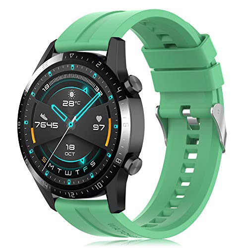 Find-MyWay Conpatible para Huawei Watch GT 2 (46mm)/Watch GT/Watch GT 2e/Watch GT2 Pro Correa para Mujer Hombre,22mm Silicona Deportiva Pulsera de Repuesto Banda Accesorios, Verde