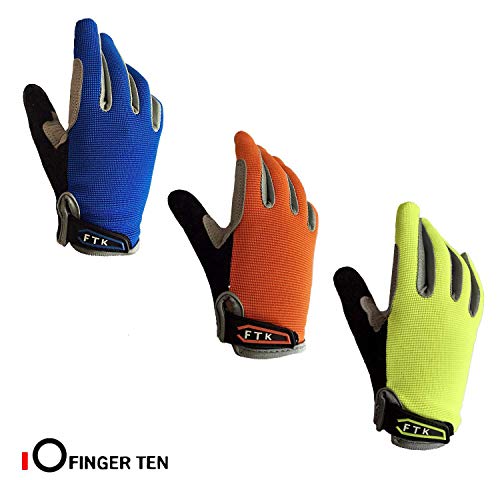 FINGER TEN Guantes de Ciclismo Niños Niñas Jóvenes Par de Dedos completos Montar en Bicicleta, Niños pequeños Montaña Carretera Bicicleta Gel Acolchado