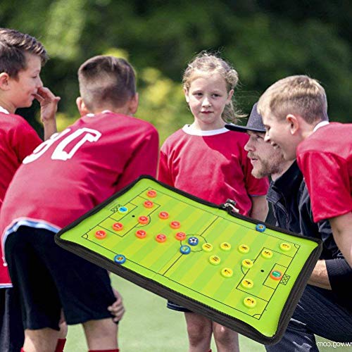 Firlar Carpeta táctica ,Pizarra Táctica de Fútbol Imanes Coach Board para Entrenador con Lápices, Goma de Borrar,Cremallera