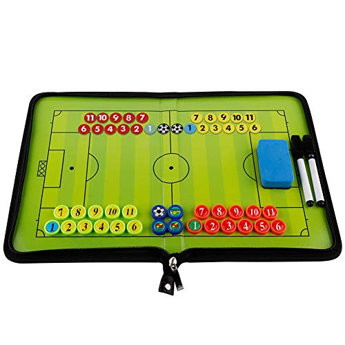 Firlar Carpeta táctica ,Pizarra Táctica de Fútbol Imanes Coach Board para Entrenador con Lápices, Goma de Borrar,Cremallera