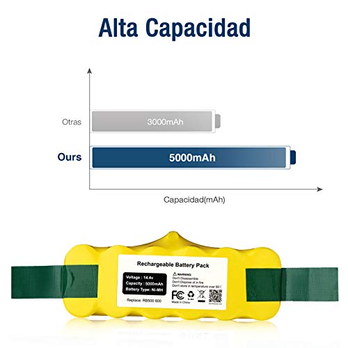 FirstPower 14.4V 5000mAh Ni-MH Batería de Repuesto Compatible con iRobot Roomba 500 510 520 530 532 535 540 550 552 555 560 562 570 580 581 582 585 595 600 610 620 630 631 650