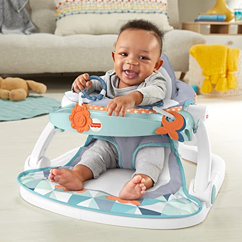 Fisher-Price Asiento elevador plegable con bandeja, estampado pingüino, regalo para bebés hasta 11 kg (Mattel HBF27)