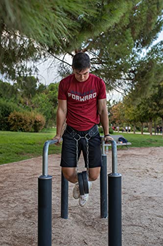 Fitness Zone | Cinturón de Lastre Cómodo y Transpirable con Cadena de Acero de 100 cm y Mosquetones | Especial para Dominadas, Barras Paralelas, Otros Ejercicios de Calistenia, Fitness y Crossfit