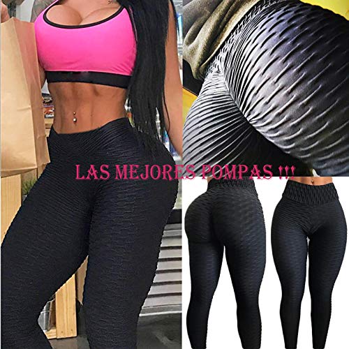 FITTOO Leggings Push Up Mujer Mallas Pantalones Deportivos Alta Cintura Elásticos Yoga Fitness Negro XS