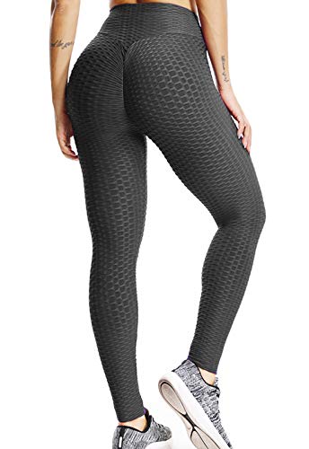 FITTOO Leggings Push Up Mujer Mallas Pantalones Deportivos Alta Cintura Elásticos Yoga Fitness Negro XS