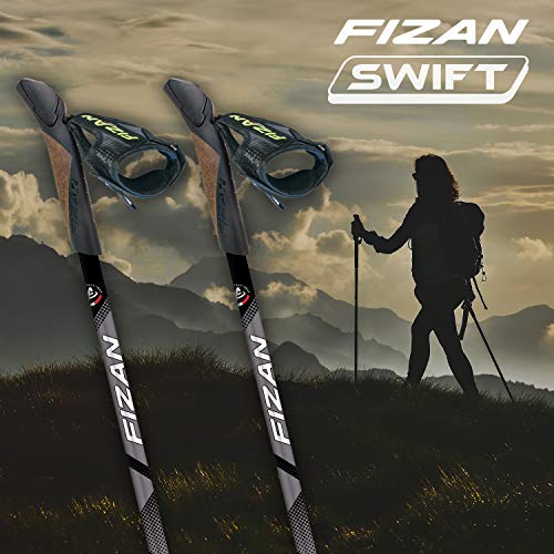 Fizan Modelo Speed, Swift Bastones de Marcha nórdica de Aluminio ultraligeros Regulables, Antracita Fluo, Adultos Unisex, Talla única