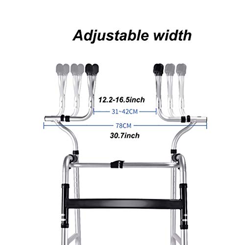 FKDErollator Andador Ayuda Walker Plegable for Ancianos, Corta Ayuda a la Movilidad de Las Axilas con Apoyo y de Asiento, Ruedas Walker, una extremidad Inferior Trainer, 396.8lbs de Carga / 180kg