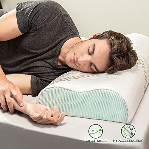 Flowen Almohada Viscoelastica Cervical Dispositivo Médico Ortopédico Cojin para Dormir Ortopedica en Aloe Vera Antironquidos de Cama Almohada Hipoalergénica y Antiácaros Ergonómica Made in Italy