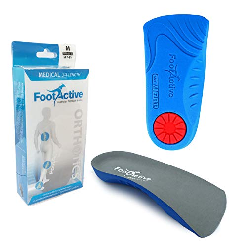 FOOTACTIVE Médicos 3/4 Longitud Plantillas para el tratamiento del Dolor del Talón, los Espolones del Talón, la Fascitis Plantar y los Arcos Caídos XS (36-38)