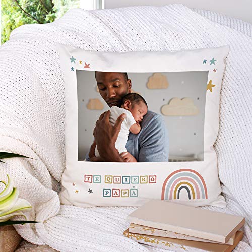 Fotoprix Cojín Personalizado con Foto para Papá | Regalo Original día del Padre | Varios diseños y tamaños (Diseño: Padre 2, 45 x 45 cms)