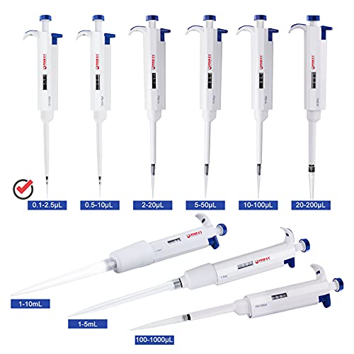 Four E'S Scientific - Micropipeta para laboratorio, 0,1 – 2,5 μl, pipeta autoclavable, herramienta de laboratorio