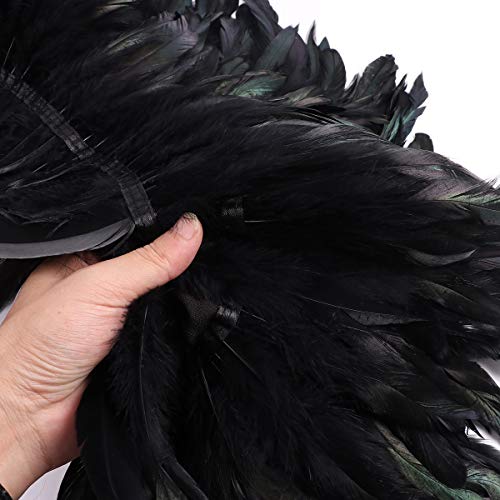 Freebily Estola Fiesta Mujer Cuello de Pluma Gallo Irisado Brillo Hecho de Mano Mantón Negro Gótico Victoriano Natural Capa Disfraz Halloween Carnaval Adultos Mujer Negro Tipo B