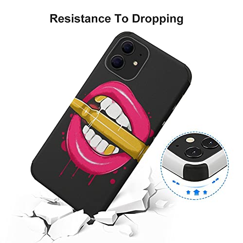 Funda Compatible con iPhone 12 Y iPhone 12 Pro, Funda A Prueba De Golpes Funda para Teléfono con Patrón para Mujeres Y Niñas Lápiz Labial Lip Bullets iPhone 12 Mini