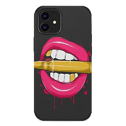 Funda Compatible con iPhone 12 Y iPhone 12 Pro, Funda A Prueba De Golpes Funda para Teléfono con Patrón para Mujeres Y Niñas Lápiz Labial Lip Bullets iPhone 12 Mini