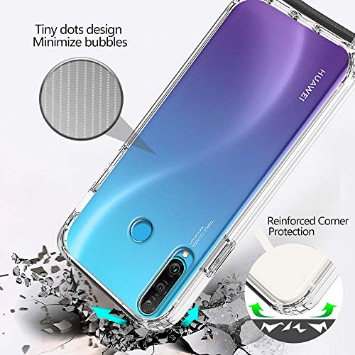 Funda con Cuerda para Huawei P30 Lite, Carcasa 360 Grados Transparente Silicona TPU Bumper Antigolpe Case con Ajustable Colgante Collar Correa de Cuello Cordón, Doble Cara Protección Cover - Negro