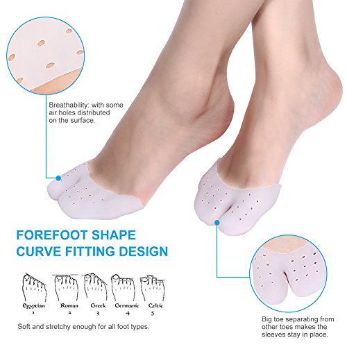 Funda de Gel para los Dedos de los Pies con protección para el antepié, Almohadillas Metatarsales soporte para pies con, cubierta protectora del pie de ballet para Zapatos de Tacón Alto