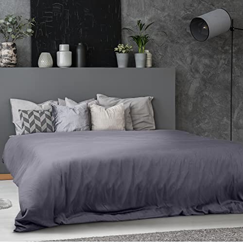 Funda Nórdica de Bambú Duvet Cover | Suavidad | Sostenible | Funda Nórdica Lujo | Funda Nordica Antiacaros | Tejido Transpirable | Gris Oscuro - 240x220| Bambaw