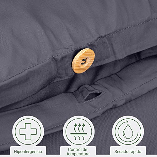 Funda Nórdica de Bambú Duvet Cover | Suavidad | Sostenible | Funda Nórdica Lujo | Funda Nordica Antiacaros | Tejido Transpirable | Gris Oscuro - 240x220| Bambaw