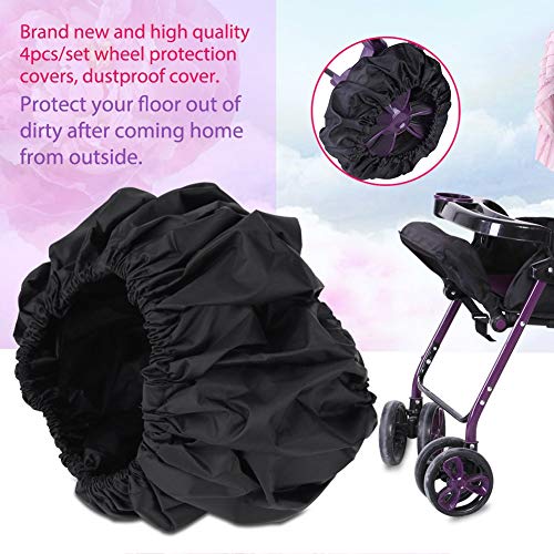 Funda Ruedas Carrito Bebe Protector Ruedas Bebe Fundas Ruedas Carro Fundas Ruedas Cochecito Ruedas de Cochecito de 4 Piezas Cubierta Protectora a Prueba de Polvo Accesorios para niño bebé(L)