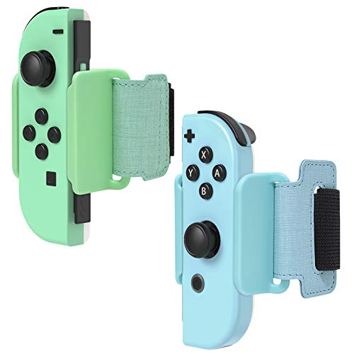 FYOUNG Correa de Muñeca Compatible con Just Dance 2021 2020 Switch, 2 Bandas de Muñeca Elásticas Ajustables Compatible con Zumba Switch - Azul Claro y Verde Claro