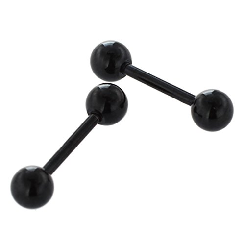 Gaetooely Un par de Pendientes de Oreja de Barra con Pesas de Bola de Acero Inoxidable de Hombres Aretes - 3 mm, Negro