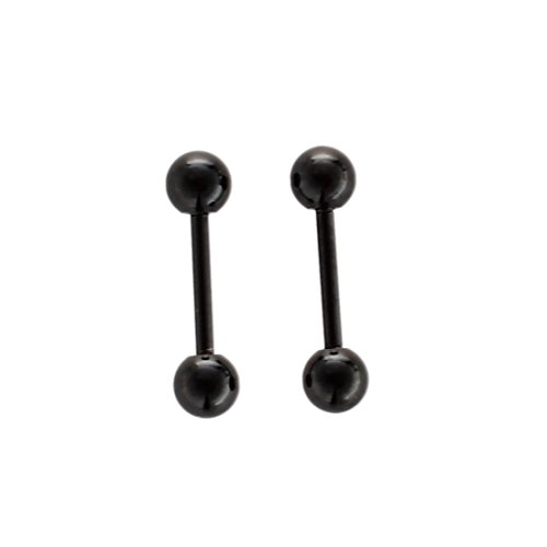 Gaetooely Un par de Pendientes de Oreja de Barra con Pesas de Bola de Acero Inoxidable de Hombres Aretes - 3 mm, Negro