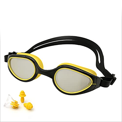 Gafas natación antifugas antivaho anti-ultravioleta gafas de natación puente nasal de silicona suave tapones para los oídos y clips nasales gratuitos adecuados para hombre mujeres adolescentes niños