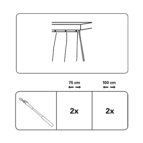 Gardinia Barra giratoria para cortinas, plástico, transparente, 75 cm, 2 unidades