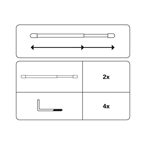 Gardinia Juego de 2 barras de cortina, 100-160 cm, extensible, metal y plástico, blanco