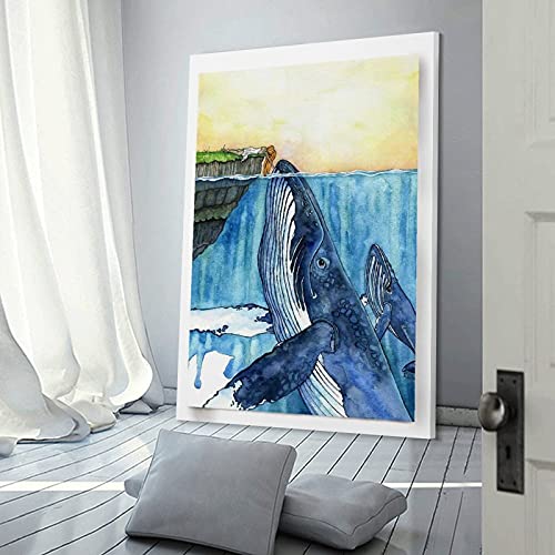 gbnh Póster de animales RBW de ballena jorobada en lienzo decorativo para pared, sala de estar, dormitorio, 60 x 90 cm