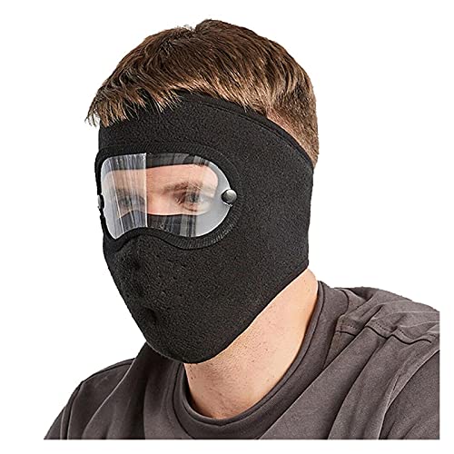 GDYJP Máscara de Cara antidusto a Prueba de Viento, máscaras de Ciclismo Pelón Transpirable Fleece Shield High Definición Anti Fog Goggles Hood Cubierta de Cabeza (Color : Black, Tamaño : One Size)