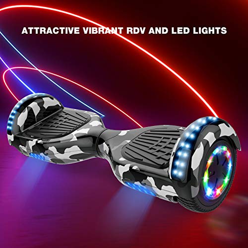 GeekMe Hoverboards Scooter eléctrico de 6.5" Dual Motors 2 Ruedas de Equilibrio automático Scooter Board con Luces LED Bluetooth Modelo