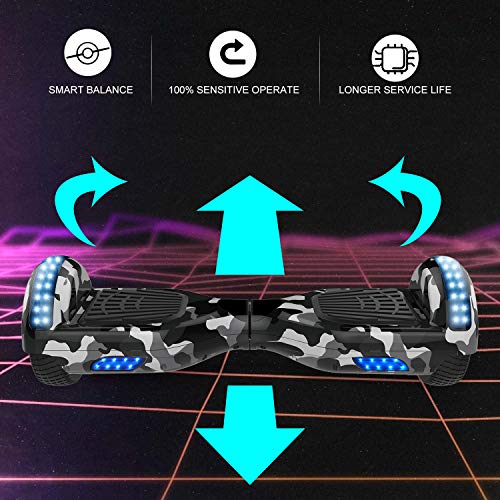 GeekMe Hoverboards Scooter eléctrico de 6.5" Dual Motors 2 Ruedas de Equilibrio automático Scooter Board con Luces LED Bluetooth Modelo