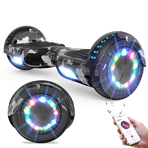 GeekMe Hoverboards Scooter eléctrico de 6.5" Dual Motors 2 Ruedas de Equilibrio automático Scooter Board con Luces LED Bluetooth Modelo