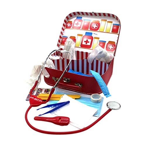 GICO Maletín médico para niños, 29 x 19 x 9 cm, con muchos accesorios y estetoscopio funcional