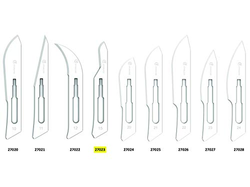 Gima - Cuchillas de acero inoxidable quirúrgico con punta redonda estándar, estériles, desechables, tamaño n. 15, 100 cuchillas empaquetadas individualmente