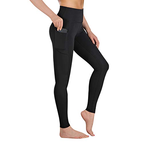 GIMDUMASA Pantalón Deportivo de Mujer Cintura Alta Leggings Mallas para Running Training Fitness Estiramiento Yoga y Pilates GI188(Negro,l)