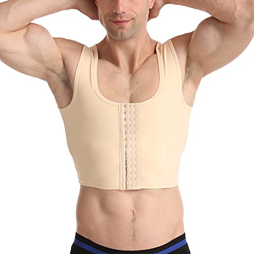 Ginecomastia Compress Reposition Shaper - Da Forma Pecho, Chaleco corsé sin Mangas con Soporte para la Espalda (XL,Beige)