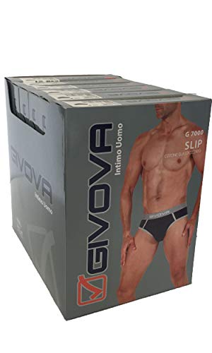 Givova - Slip para hombre, de algodón elástico, en colores surtidos, cód. G7000, 6 unidadesazul marino, gris, negro 6 Paia Slip Art.G7000 L