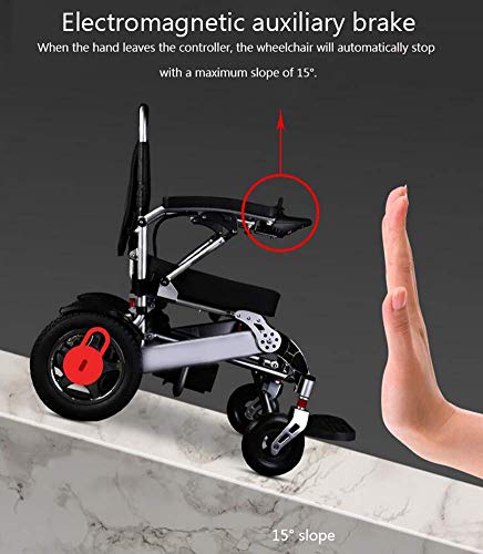 GJJSZ Silla de Ruedas eléctrica, Coche Auxiliar Externo para discapacitados Plegable Doble timón Smart Compacto portátil Ligero Scooter Ligero Puede Conducir 15 km