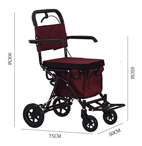 GJX Andadores Ancianos Plegable Andador Carro Creativo Light- Plegable, Viejo Walker Compras De Cuatro Ruedas con Asiento (Color : B)