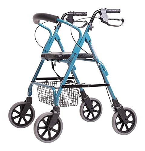 GJX Andadores Ancianos Plegable Andador Carro Creativo Light- Viejo Compras, Viejo Walker Aleación De Aluminio De Cuatro Ruedas Plegable con Asiento