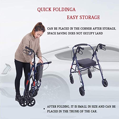 GJX Andadores Ancianos Plegable Andador Carro Creativo Light- Viejo De Cuatro Ruedas Compras, Compras Portátil Plegable Walker