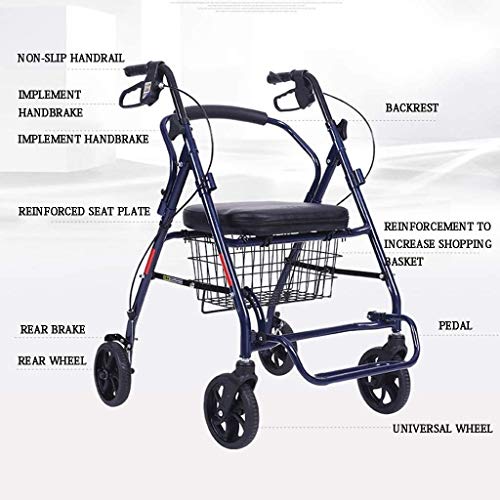 GJX Andadores Ancianos Plegable Andador Carro Creativo Light- Viejo De Cuatro Ruedas Compras, Compras Portátil Plegable Walker