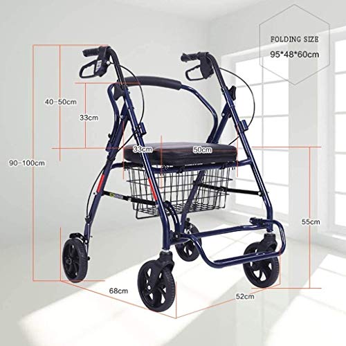 GJX Andadores Ancianos Plegable Andador Carro Creativo Light- Viejo De Cuatro Ruedas Compras, Compras Portátil Plegable Walker