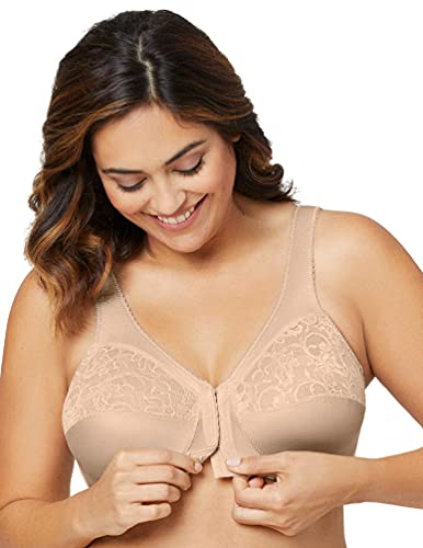 Glamorise Magic Lift Full Figure Support Front Close Bra, Sujetador Cotidiana para Mujer, Beige (Blush), 90C