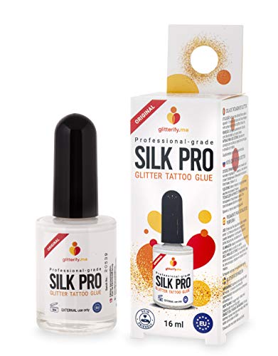 Glitterify Me Silk Pro Pegamento para Tatuajes de Purpurina (Calidad Profesional) – Hecho en la UE, No daña la Piel (16ml)