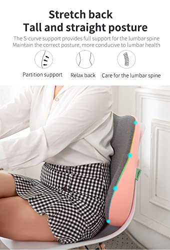 GLYIG Soporte de Espalda Firme ergonómico de múltiples regiones para aliviar el Dolor Lumbar, cojín de Soporte Lumbar de Espuma viscoelástica, cojín Lumbar para automóvil, Silla de Oficina, Silla de